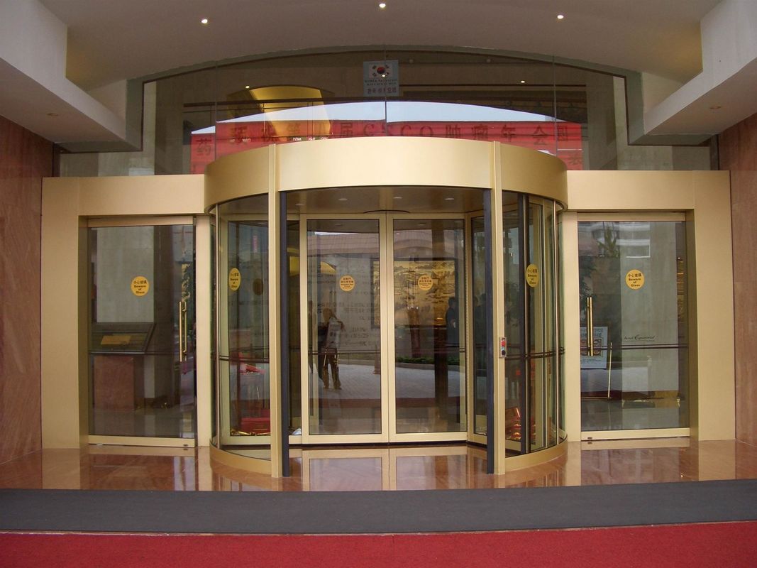 Δύο πτέρυγες αυτόματη περιστρεφόμενη πόρτα για μεγάλα εμπορικά κτίρια με ευγενή εμφάνιση